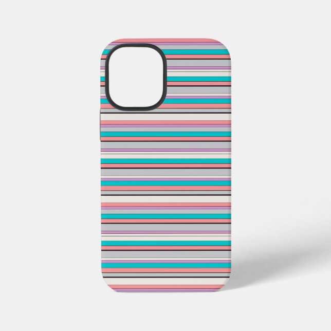 Coque iPhone Jolies rayures grises aqua (Verso)