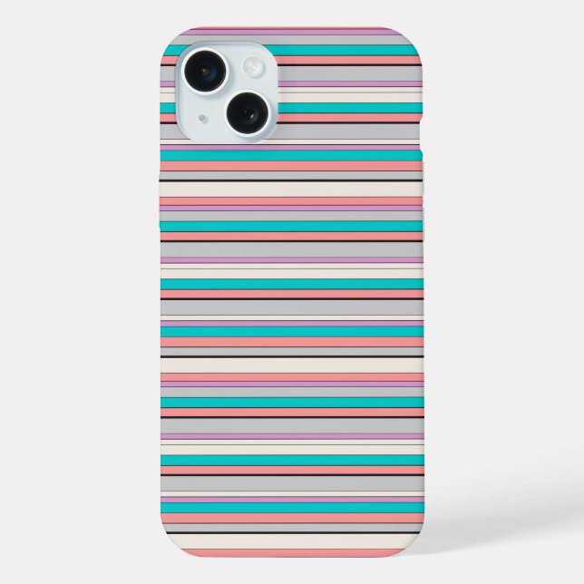 Coque iPhone Jolies rayures grises aqua (Verso)