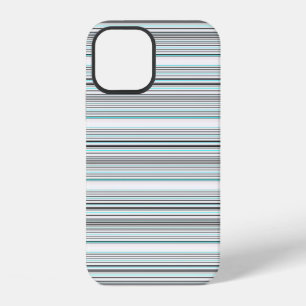 Coque iPhone 12 Jolies rayures grises aqua