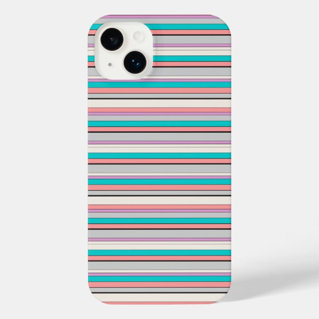 Coque iPhone Jolies rayures grises aqua (Verso)