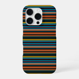 Coque iPhone 16 Pro Jolies rayures noir bleu