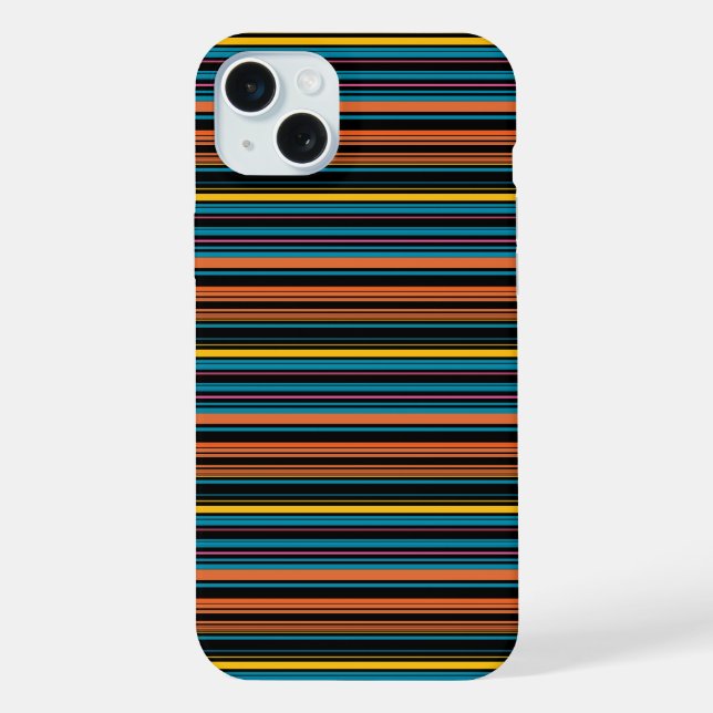 Coque iPhone Jolies rayures noires bleues (Verso)