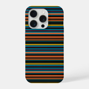 Coque iPhone 15 Pro Jolies rayures noires bleues