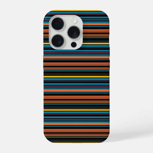 Coque iPhone Jolies rayures noires bleues (Verso)