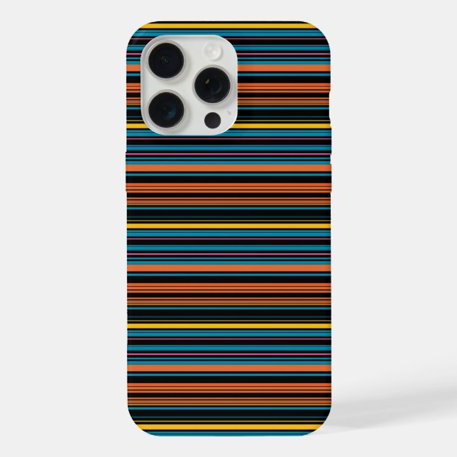 Coque iPhone Jolies rayures noires bleues (Verso)
