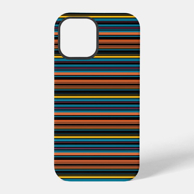 Coque iPhone Jolies rayures noires bleues (Verso)