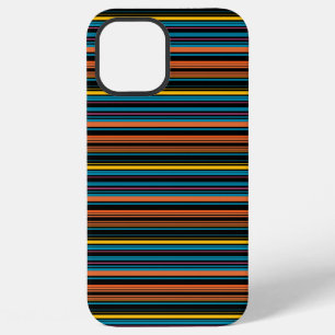 Coque iPhone 12 Pro Max Jolies rayures noires bleues