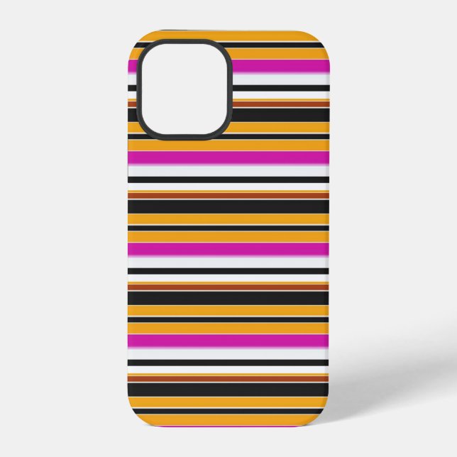 Coque iPhone Jolies rayures noires orange (Verso)