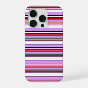 Coque iPhone 15 Pro Jolies rayures rouge violet