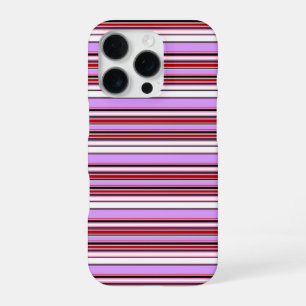 Coque iPhone 16 Pro Jolies rayures rouge violet