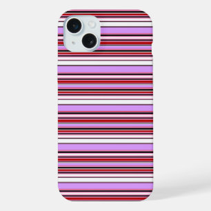 Coque iPhone 15 Plus Jolies rayures rouge violet