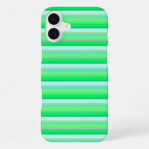 Coque iPhone 16 Plus Jolies rayures vert aqua
