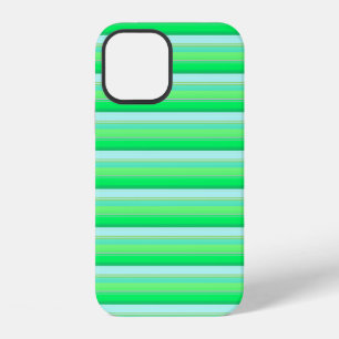 Coque iPhone 12 Jolies rayures vert aqua