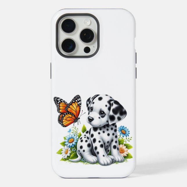 Coque iPhone Jolis amis Dalmatien/Papillon (Verso)