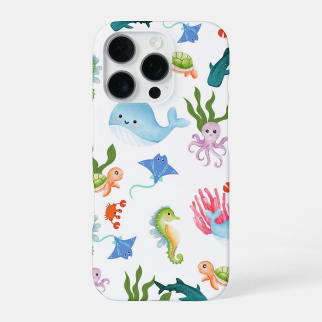 Coque iPhone Jolis amis sous-marins – Motif d'animaux océanique (Verso)