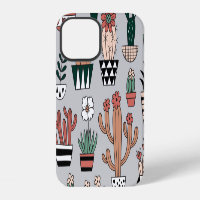 Jolis cactus en fleurs : motif dessiné à la main