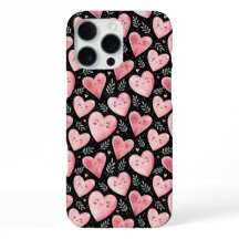 Jolis coeurs kawaii motif rose et noir