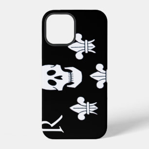 Coque iPhone 12 JOLLY ROGER CRÂNE ET DRApeau MONOGRAMME TROIS LILA