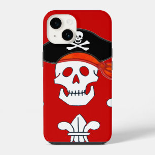 COQUE POUR iPhone 14 JOLLY ROGER SKULL, PIRATE CASQUETTE ET TROIS MENSO