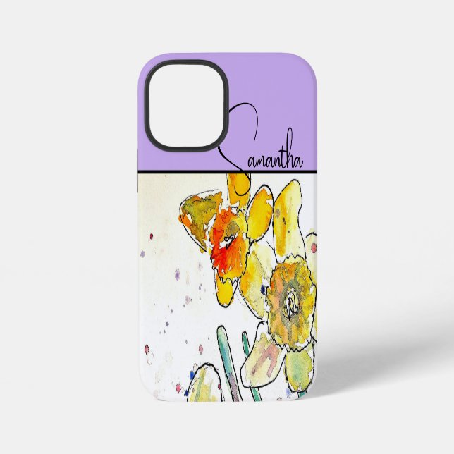 Coque iPhone Jonquille aquarelle jonquilles fleur floral (Verso)