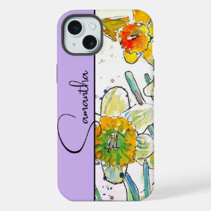 Coque iPhone 15 Plus Jonquille aquarelle jonquilles fleur floral
