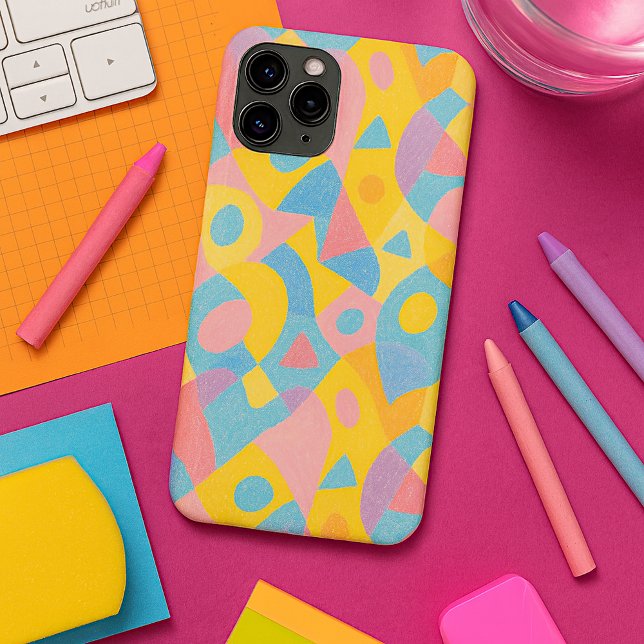 Coque iPhone Jouer Formes funky Amorphes Crayon Art Motif (Créateur téléchargé)