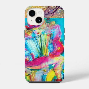 Coque Pour iPhone 14 JOUEUR D'ACCORDÉON DANS LA NUIT Monogramme Aquare