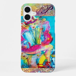 Coque iPhone 16 Plus JOUEUR D'ACCORDÉON DANS LA NUIT Monogramme Aquare