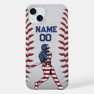 Coque iPhone 15 Plus Joueur de baseball Batteur avec numéro personnalis