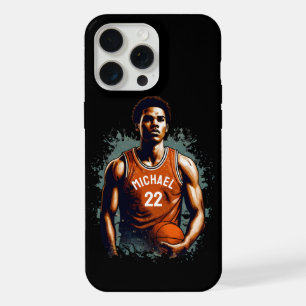 Coque iPhone 15 Pro Max Joueur de basket-ball personnalisé avec nom et num