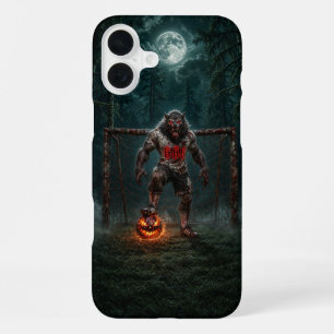 Coque iPhone 16 Plus Joueur de football Loup-Garou Art Horreur Hallowee