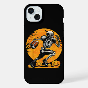 Coque iPhone 15 Plus Joueur de football squelette Halloween courant