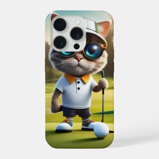 Coque iPhone Joueur de golf chat drôle, (Verso)