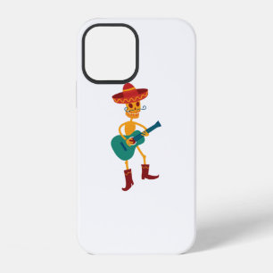 Coque iPhone 12 Joueur de guitare squelette festif
