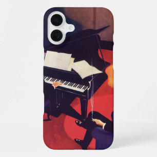 Coque iPhone 16 Plus Joueur de piano de salon de musique Art Déco vinta