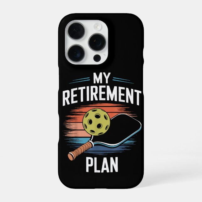 Coque iPhone Joueur de pickleball Mon Plan de Retraite (Verso)