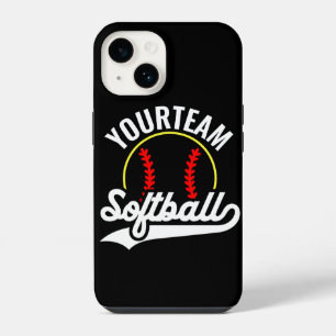 Coque Pour iPhone 14 Joueuse de softball personnalisée AJOUTER NOM Ligu