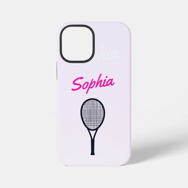 Coque iPhone Joueuse de tennis Gift Girls Nom personnalisé Rose (Verso)