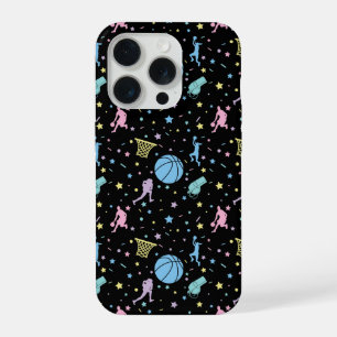 Coque iPhone 15 Pro Joueuses de basket-ball - Motif d'étoiles
