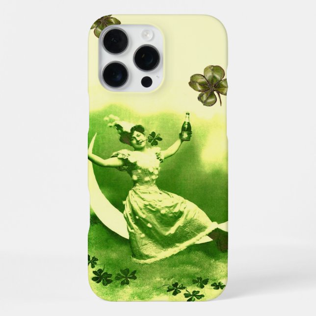 COQUE iPhone JOUR DE LA SAINT-PATRICK LUNE DAME AUX TRÈFLES (Verso)