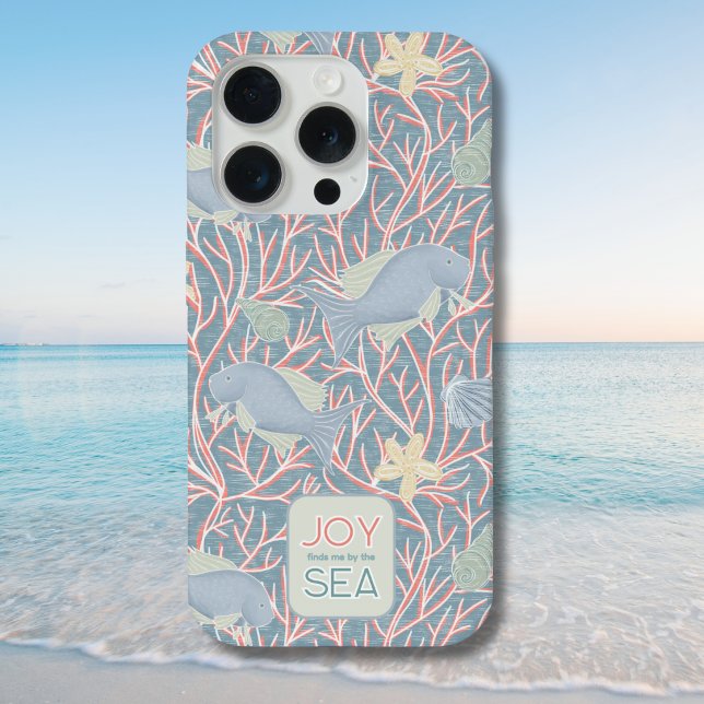 Coque iPhone Joy Finds Me By The Sea – Boho Beach  (Modern Nautical "Joy Finds Me By The Sea" Phone Case)
