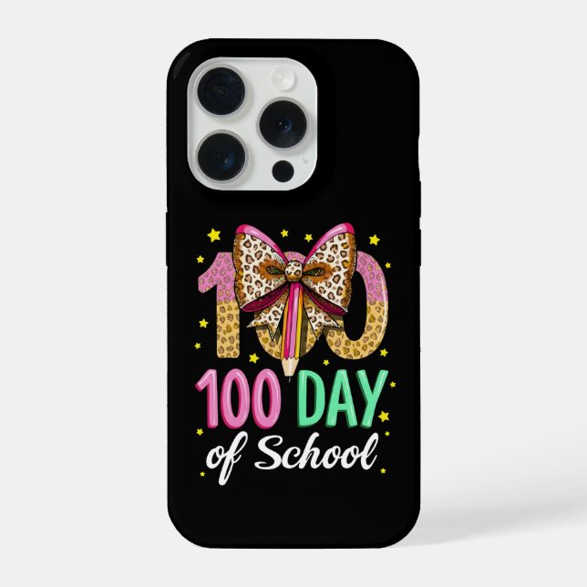 Coque iPhone Joyeux 100 Jours d'École Enseignants Joli Nœud Ros (Verso)