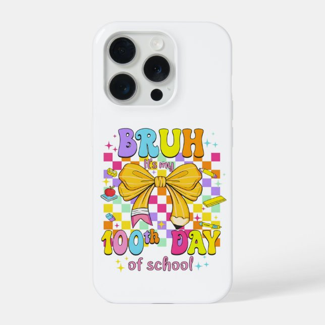 Coque iPhone Joyeux 100 Jours d'École Ruban Rose (Verso)