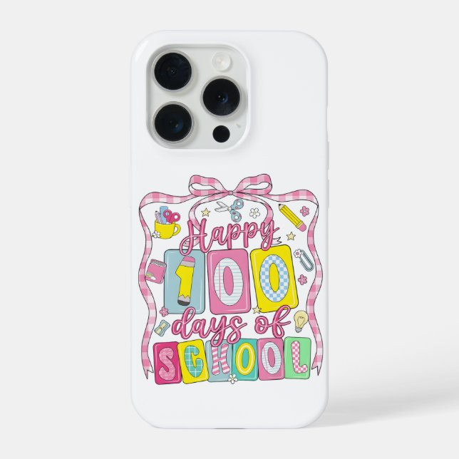 Coque iPhone Joyeux 100 Jours d'École Ruban Rose (Verso)