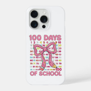 Coque iPhone 15 Pro Joyeux 100 Jours d'École Ruban Rose
