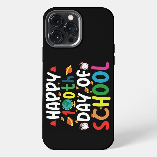Coque iPhone Joyeux 100e jour d'école enseignant élève (Verso)