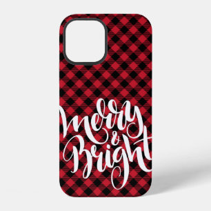 Coque iPhone 12 Joyeux Bright Rouge Noir Buffalo Carreaux Tartan
