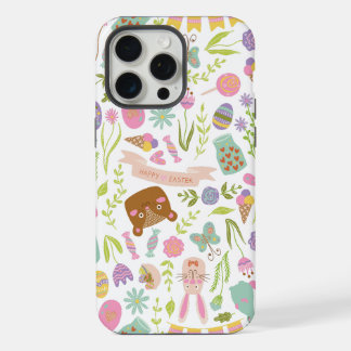 Coque iPhone 15 Pro Max Joyeux Bunny de Pâques modèle floral
