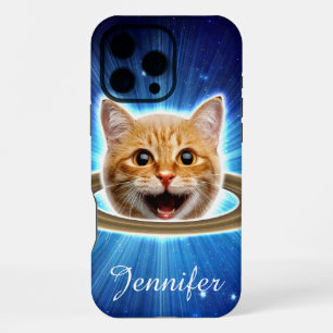 Coque iPhone 16 Pro Max Joyeux chat dans l'espace.