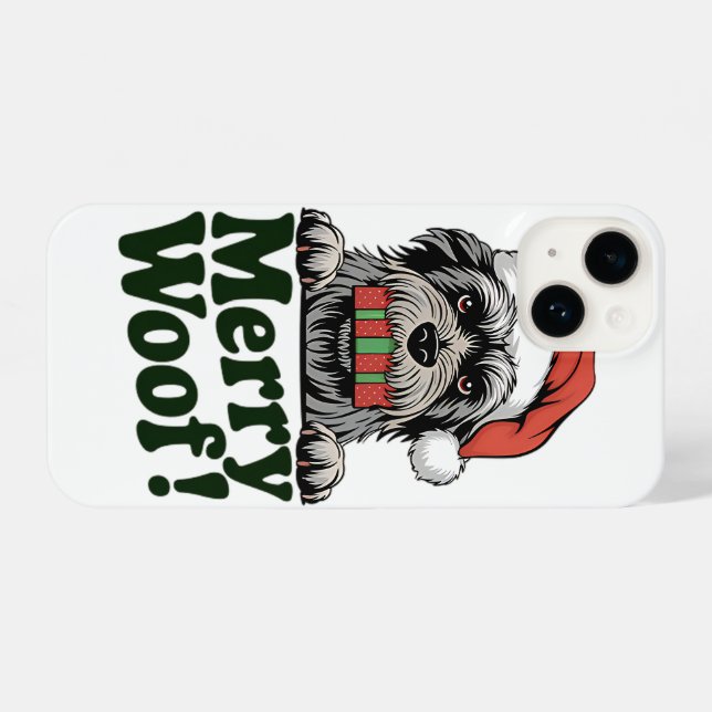 Coque iPhone joyeux chien de noël (Verso Horizontal)